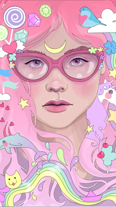 美女插画-拍信图库