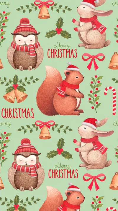 圣诞主题小清新插画壁纸-锐景创意 - Screenshot 1