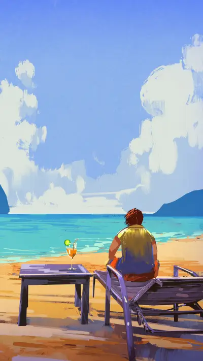 一个人插画壁纸-锐景创意