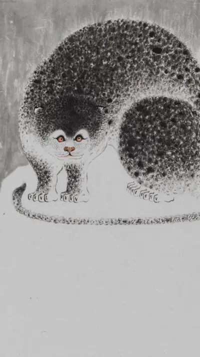 画家石荣强作品 豹隐