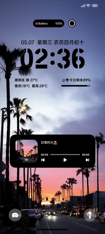 ins景深落日椰林